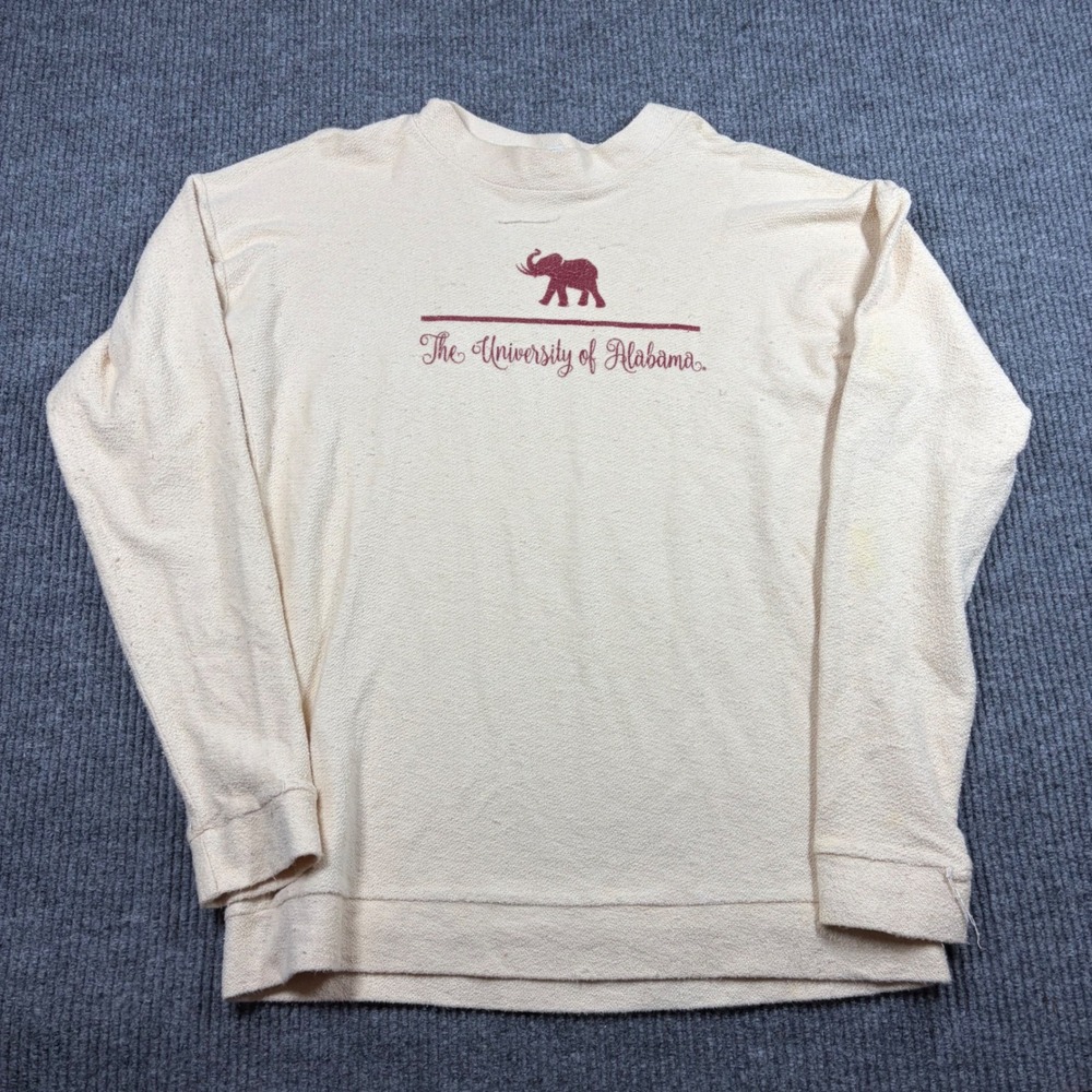Venley University of Alabama Sweatshirt Mens L Crimson Tide Elephant Cream